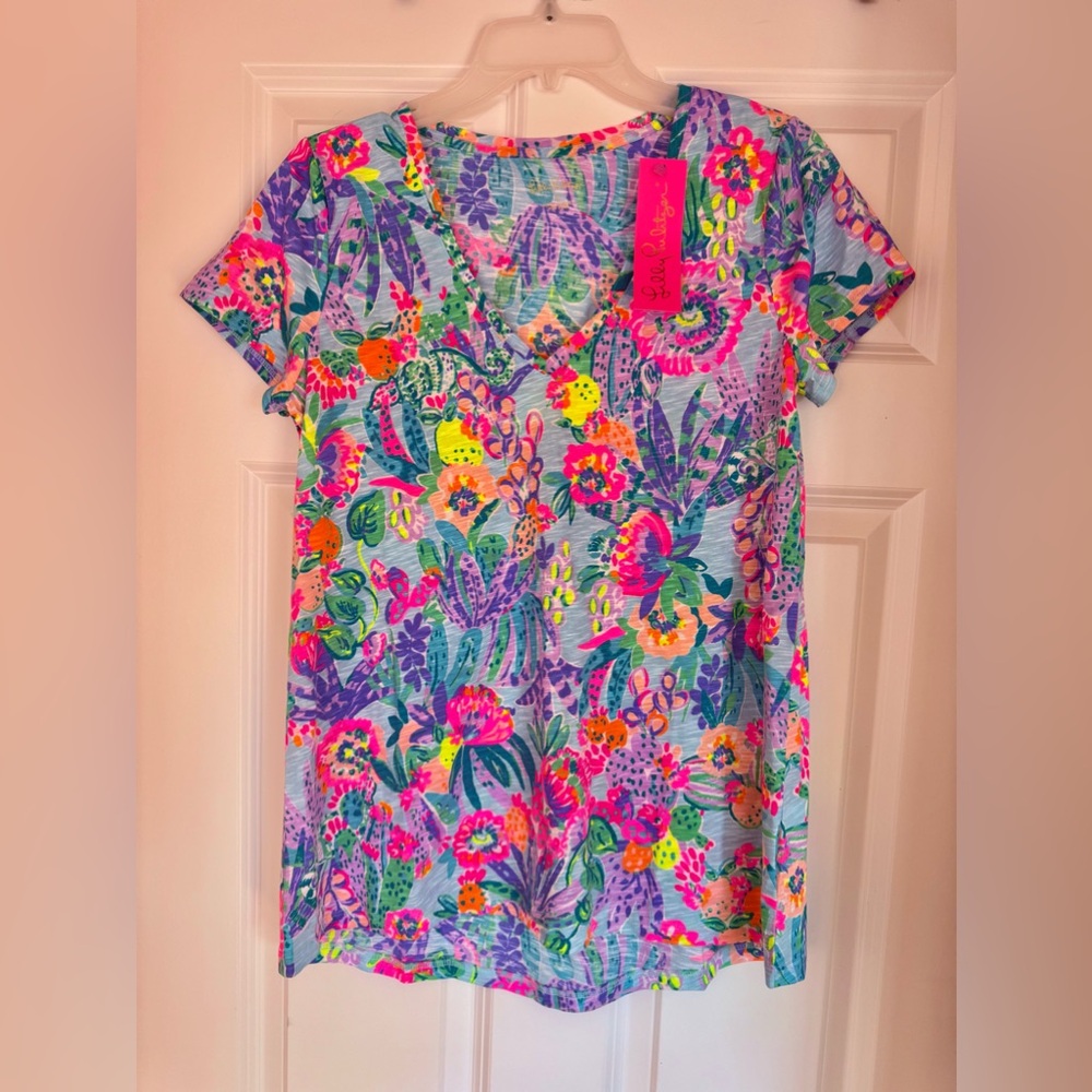 NWT Lilly Pulitzer Etta V-Neck Me and My Zesty Shirt Size S